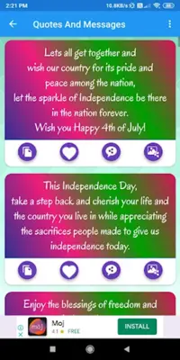 Happy 4th JulyGreeting, Photo Frames, GIF,Quotes android App screenshot 3